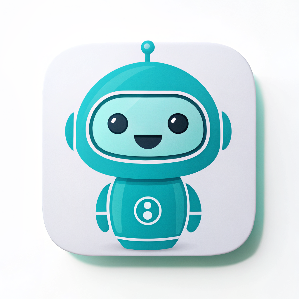 cute robot mascot logo, friendly, rounded shapes, vector, gradient teal, app icon style — Recraft V3