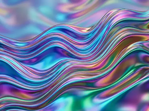 abstract liquid gradient wallpaper, iridescent chrome waves, 3d, smooth, holographic, ultra hd — Nano Banana 2